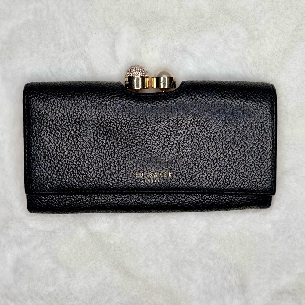 Ted Baker Black Wallet with Gold Clasp